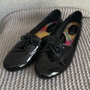 Great BORN black patent flats with perfect features still left!